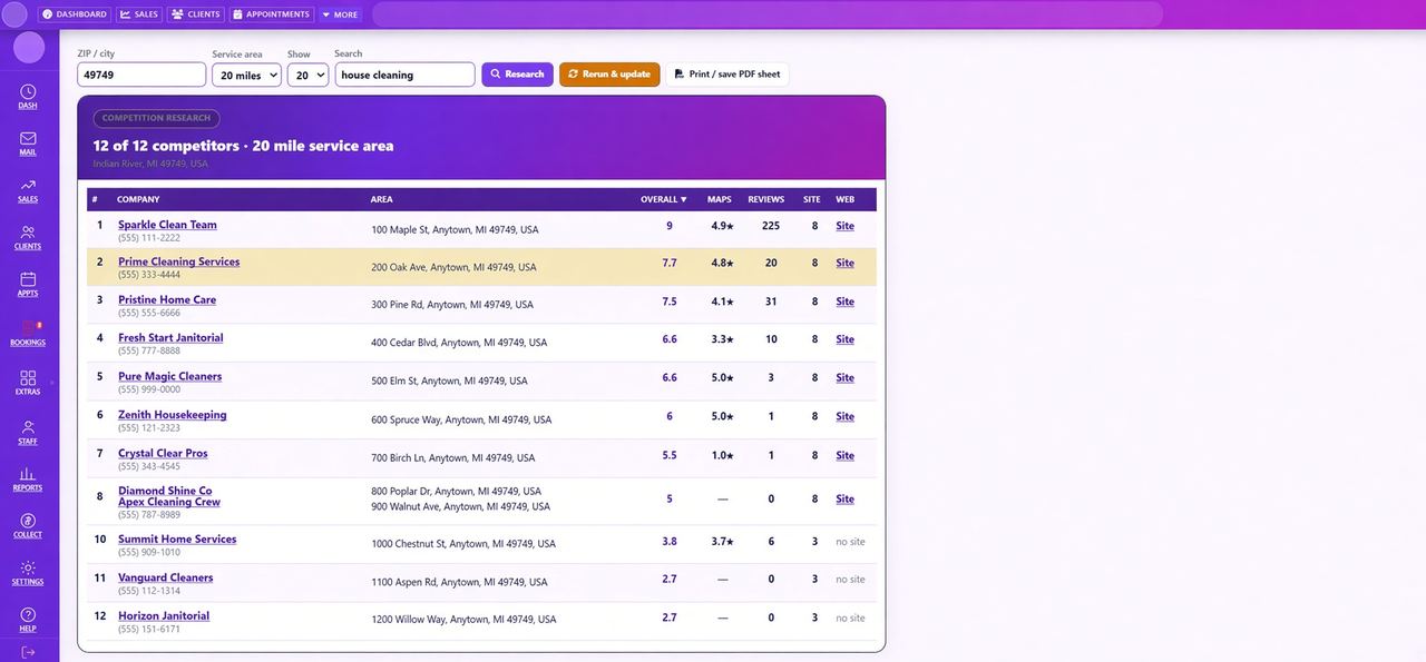 MaidVista competitor research