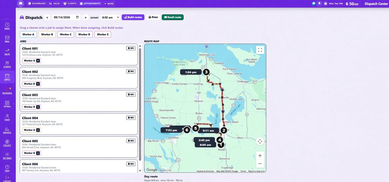 MaidVista dispatch map