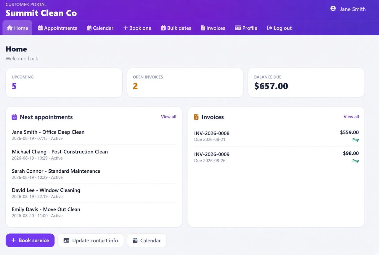 Customer portal home